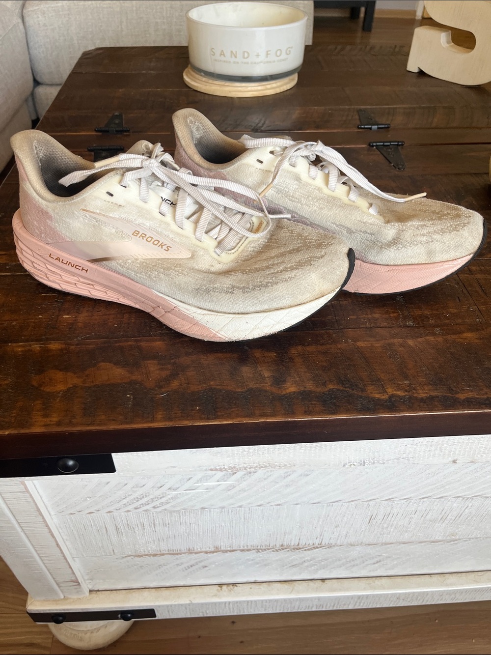 Brooks Women's Launch Running Shoes - Cream and Light Pink